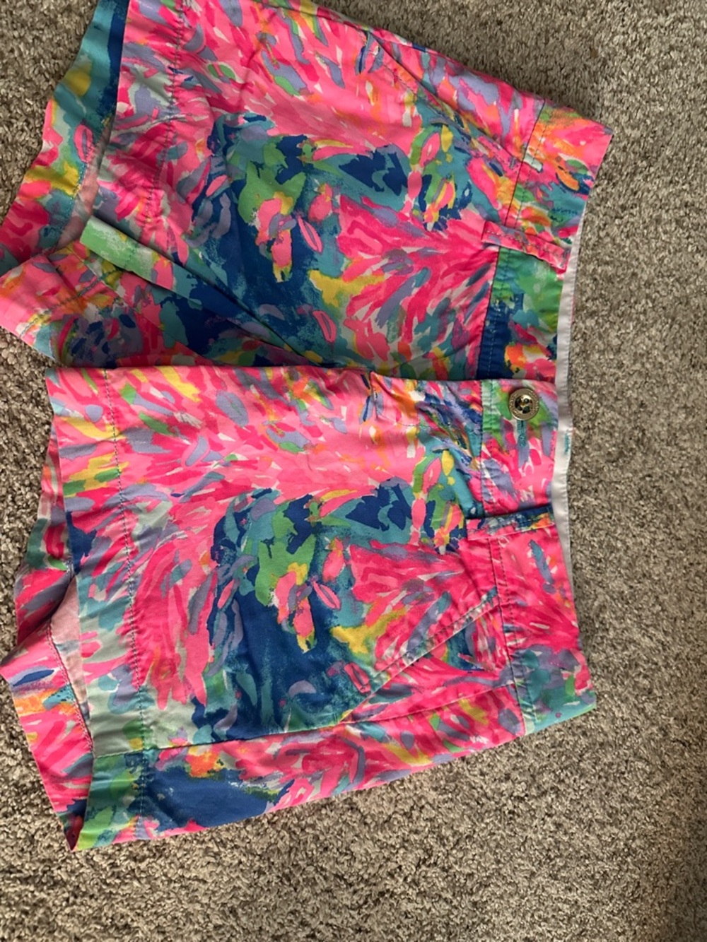 Lilly Pulitzer Neon Pink Tropical Print High-Waist Shorts